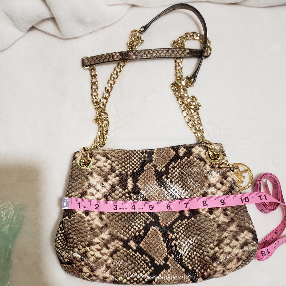 Like New Authentic Michael Kors Python Leather/Ch… - image 7